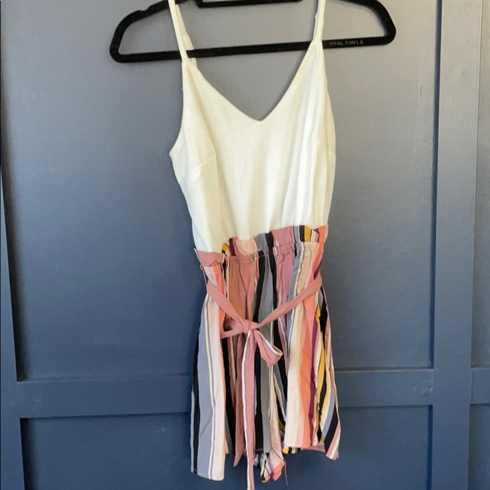 Pink striped romper